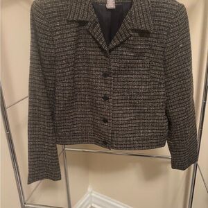 Norton McNaughton Black and Brown Checkered Blazer